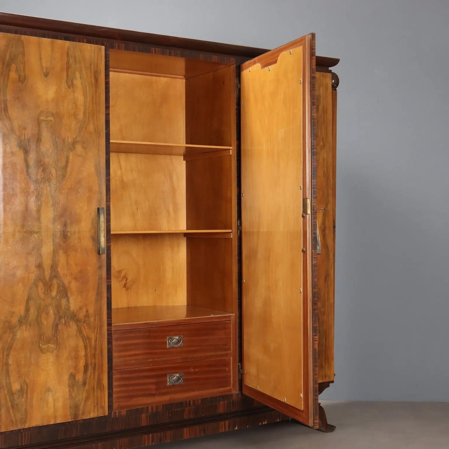 Antique Wardrobe Art Déco Various Essences 3 Doors XX Century | Antiques | Wardrobes