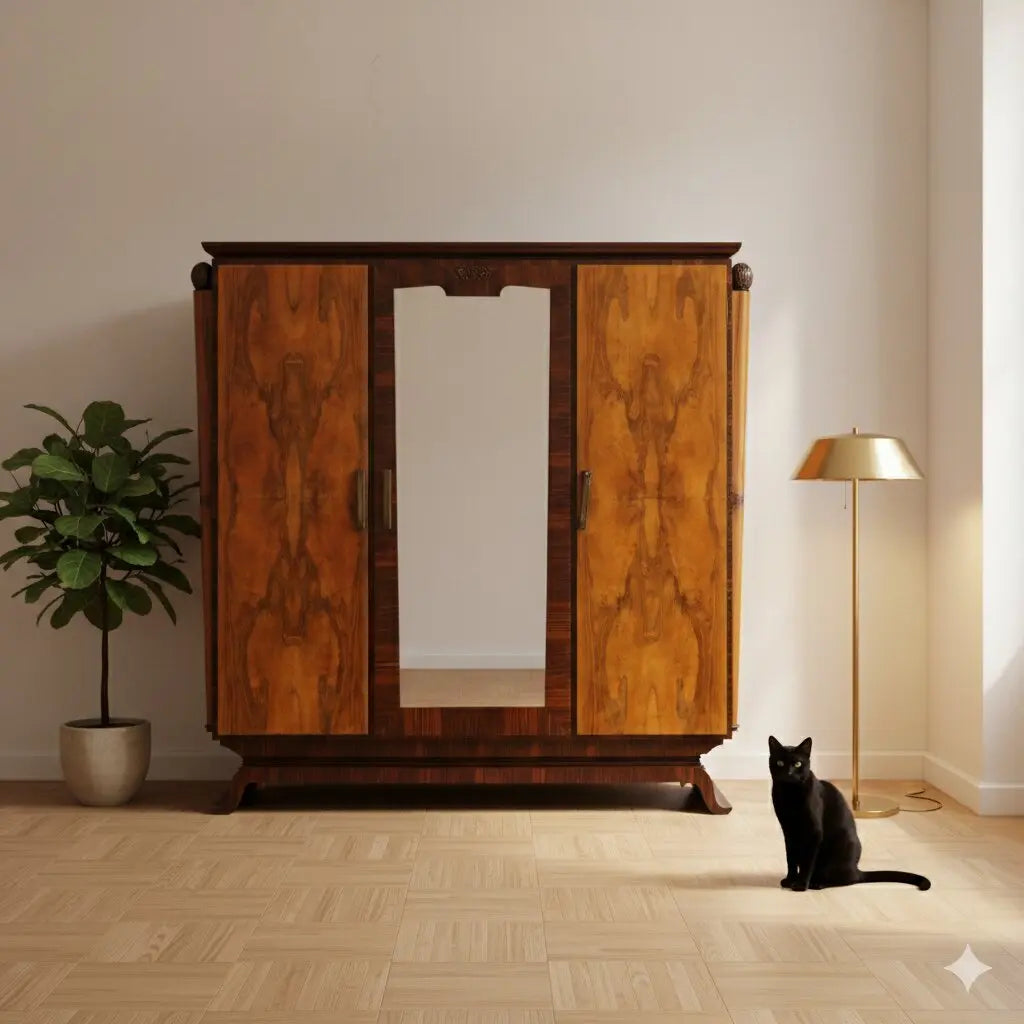 Antique Wardrobe Art Déco Various Essences 3 Doors XX Century | Antiques | Wardrobes