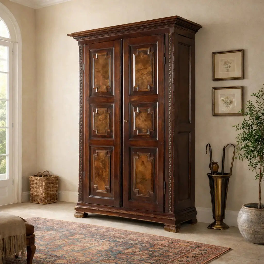 Antique Wardrobe Walnut Walnut Burl Italy Mid XIX Century - Italy, Mid XIX Century | Antiques | Wardrobes