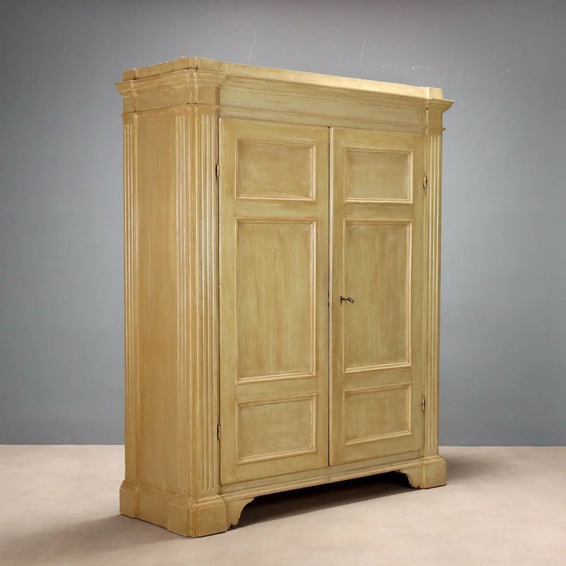 Antique Baroque Wardrobe Green Lacquered Poplar '700
