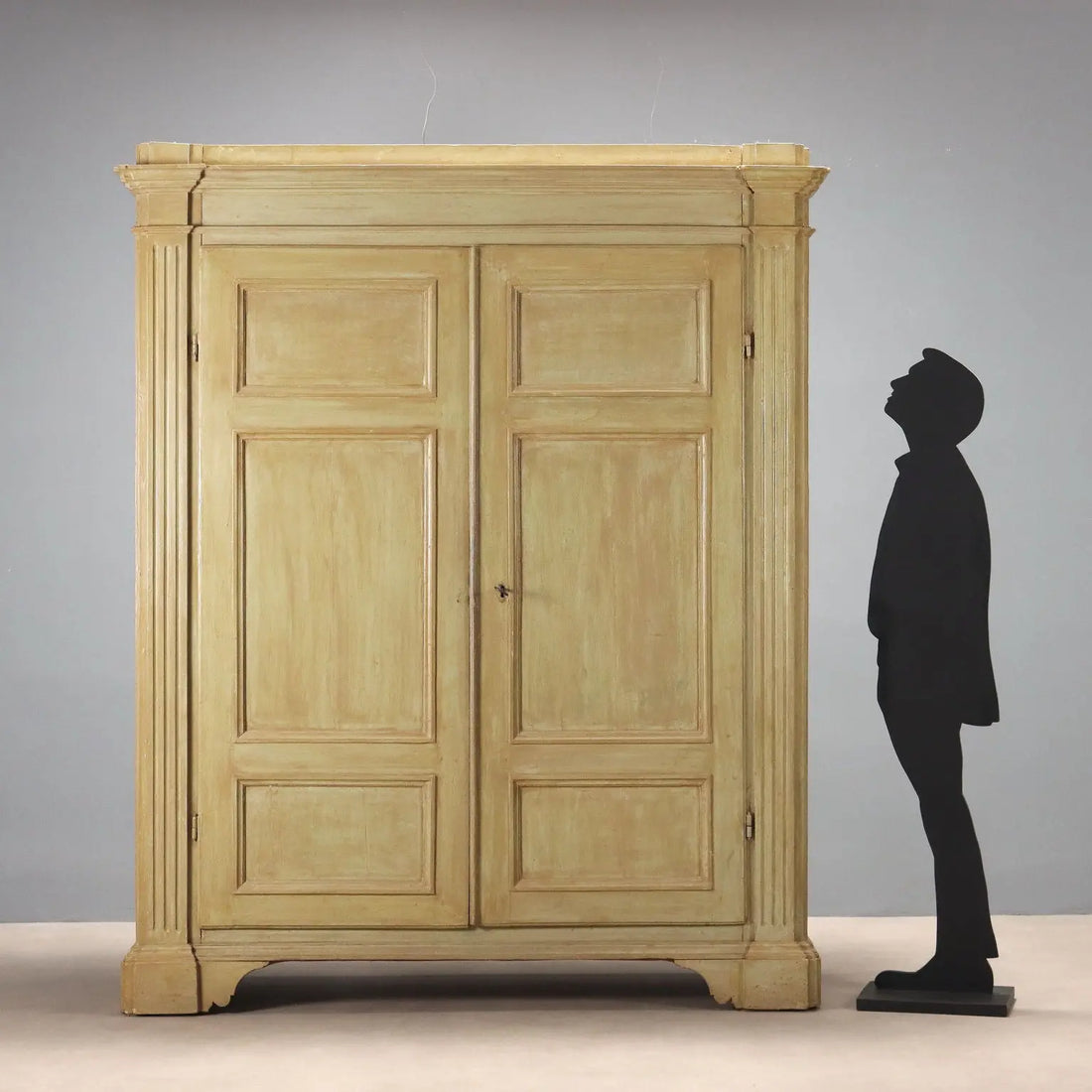 Antique Baroque Wardrobe Green Lacquered Poplar '700