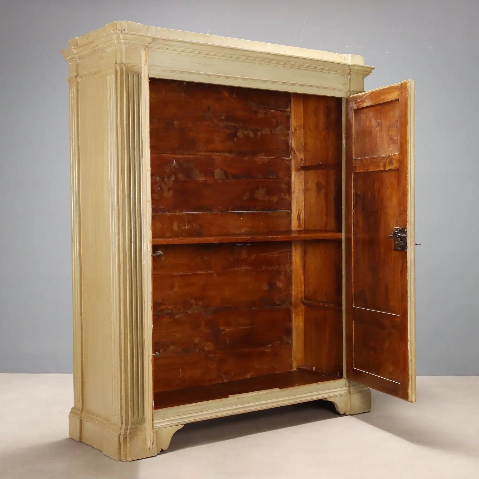 Antique Baroque Wardrobe Green Lacquered Poplar '700