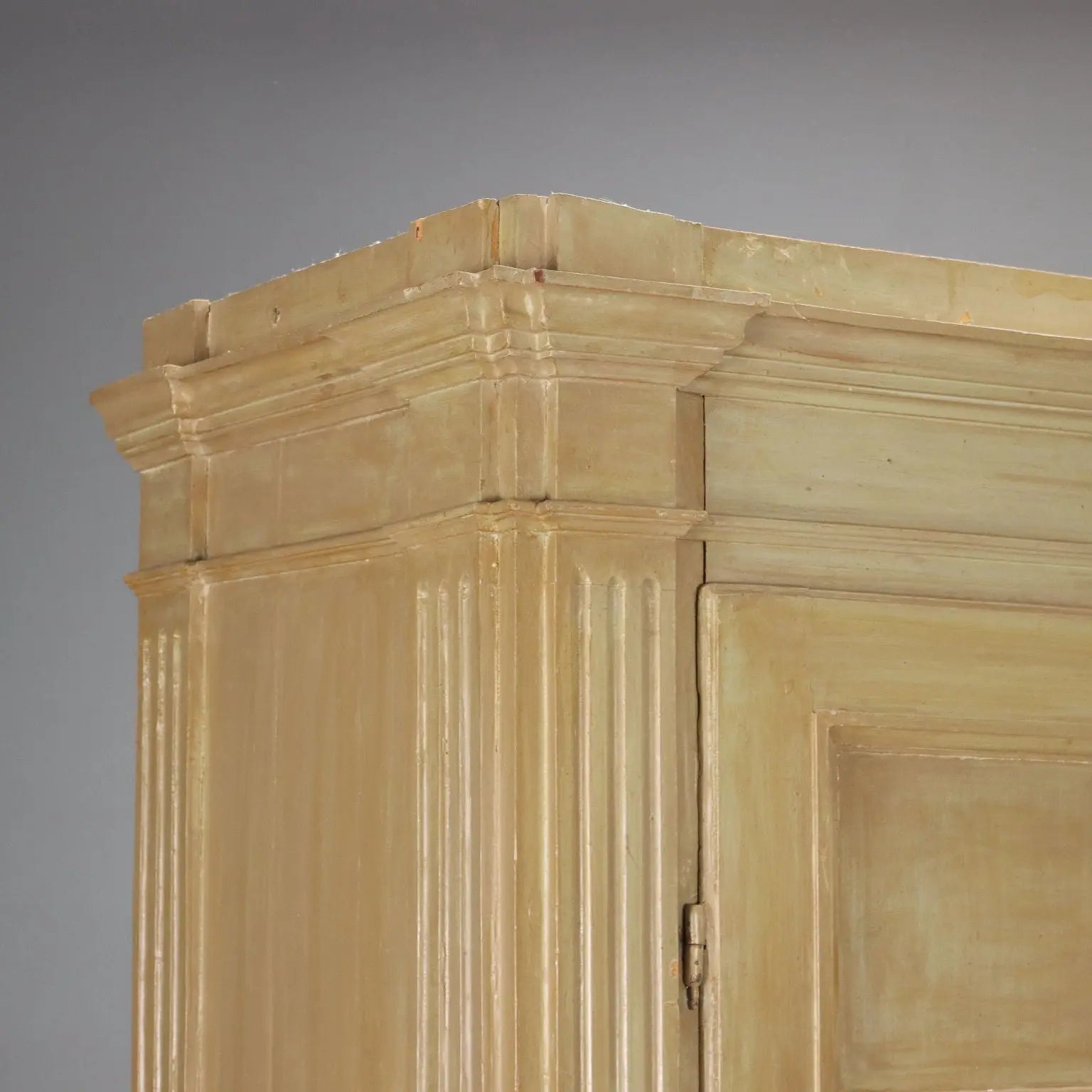 Antique Baroque Wardrobe Green Lacquered Poplar '700