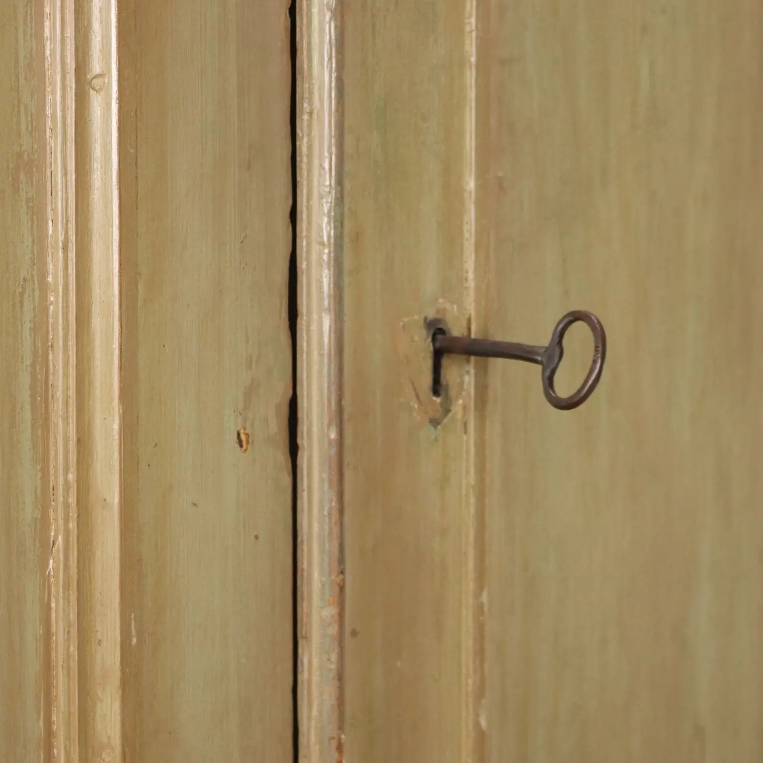 Antique Baroque Wardrobe Green Lacquered Poplar '700