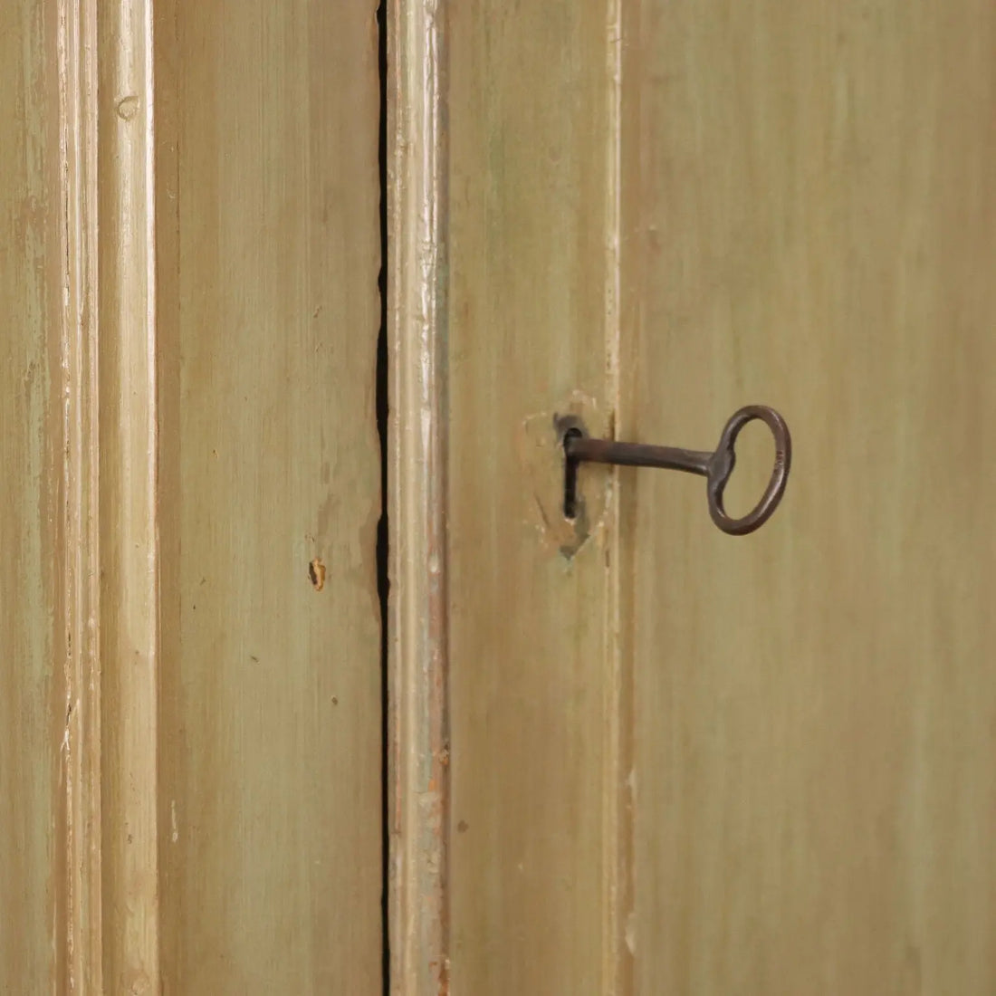 Antique Baroque Wardrobe Green Lacquered Poplar '700