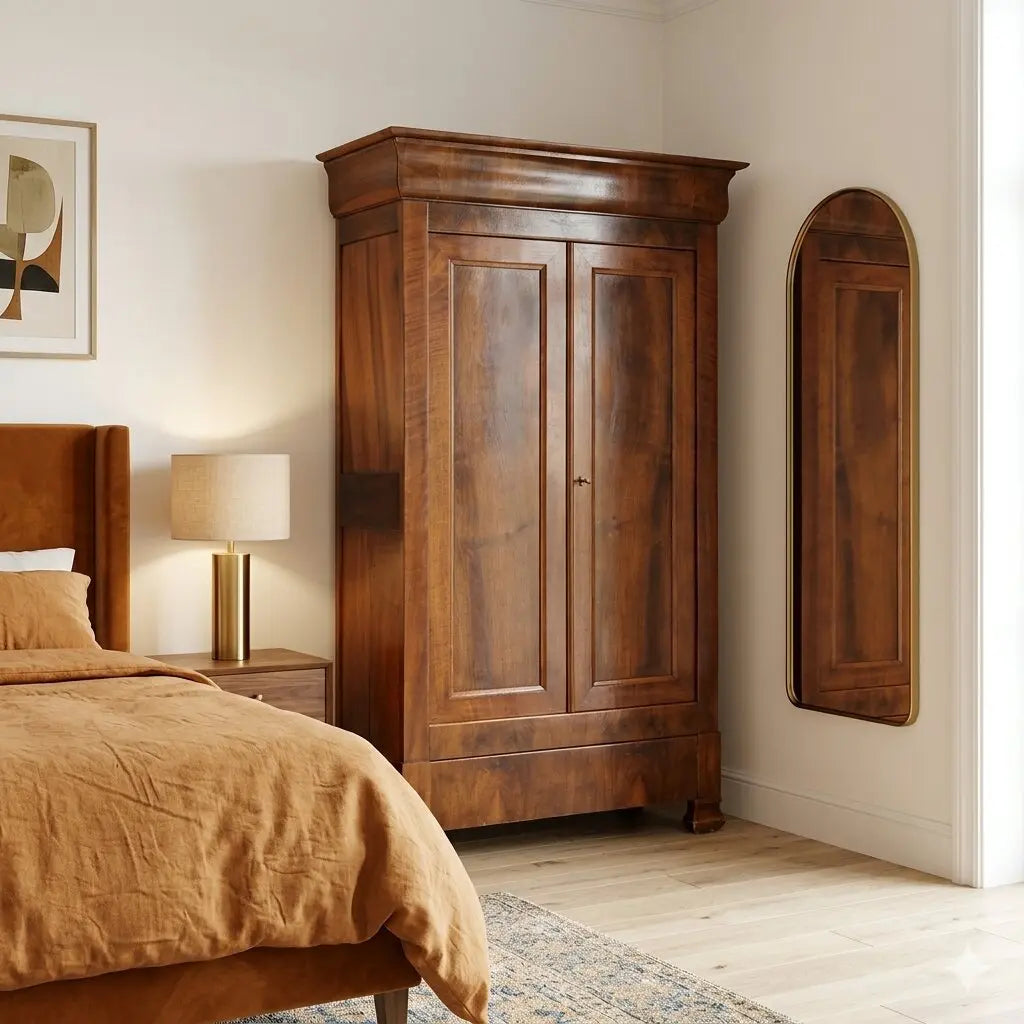 Antique Wardrobe Charles X Walnut Drawers France XIX Century - France, XIX Century | Antiques | Wardrobes