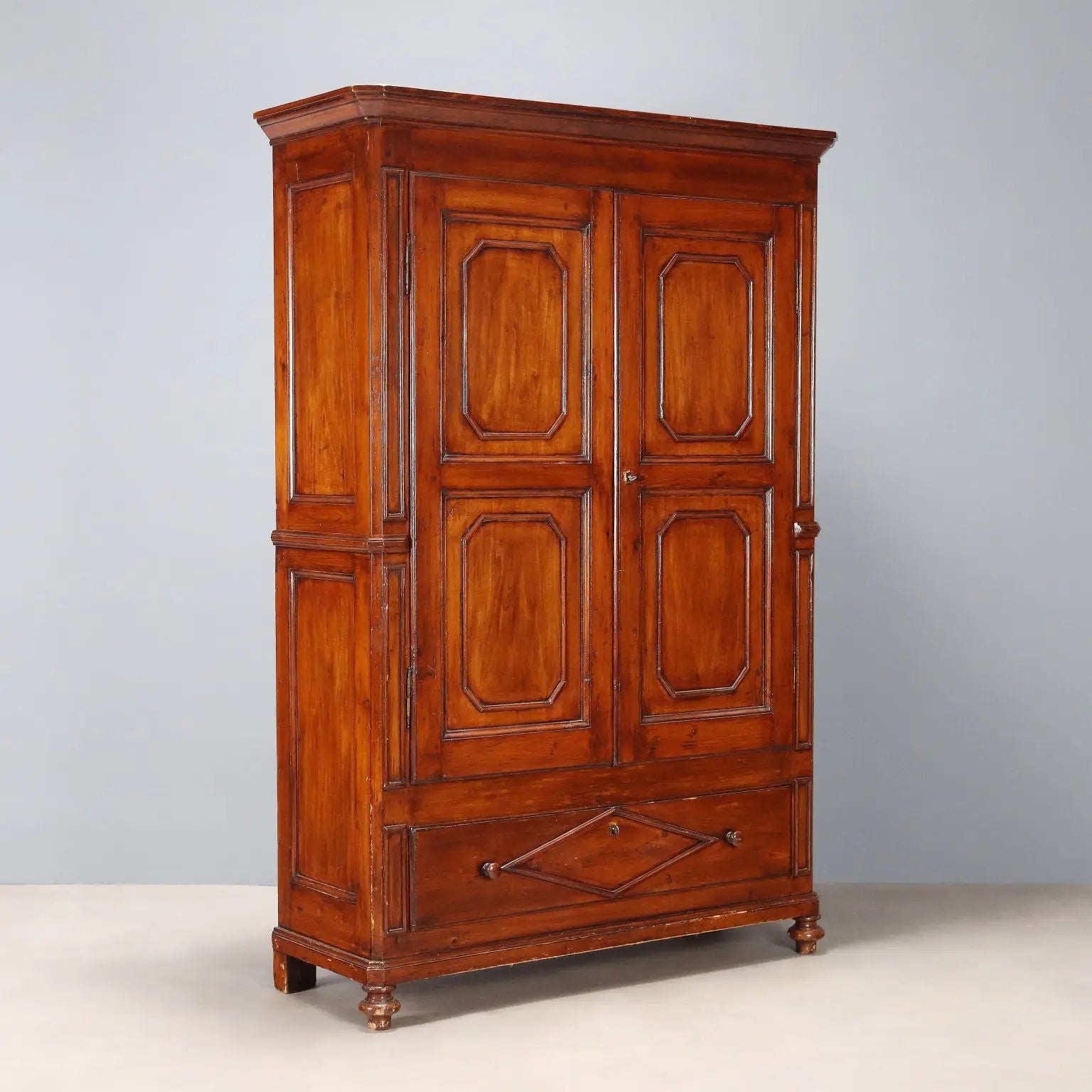 Antique Wardrobe Walnut Painted Poplar Italy XIX Century