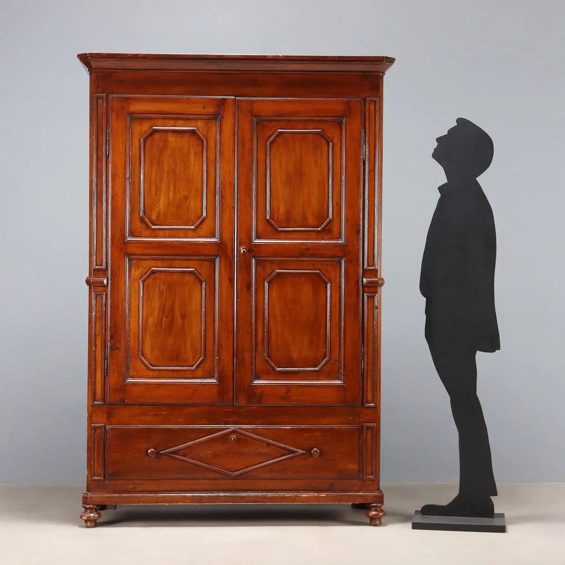 Antique Wardrobe Walnut Painted Poplar Italy XIX Century