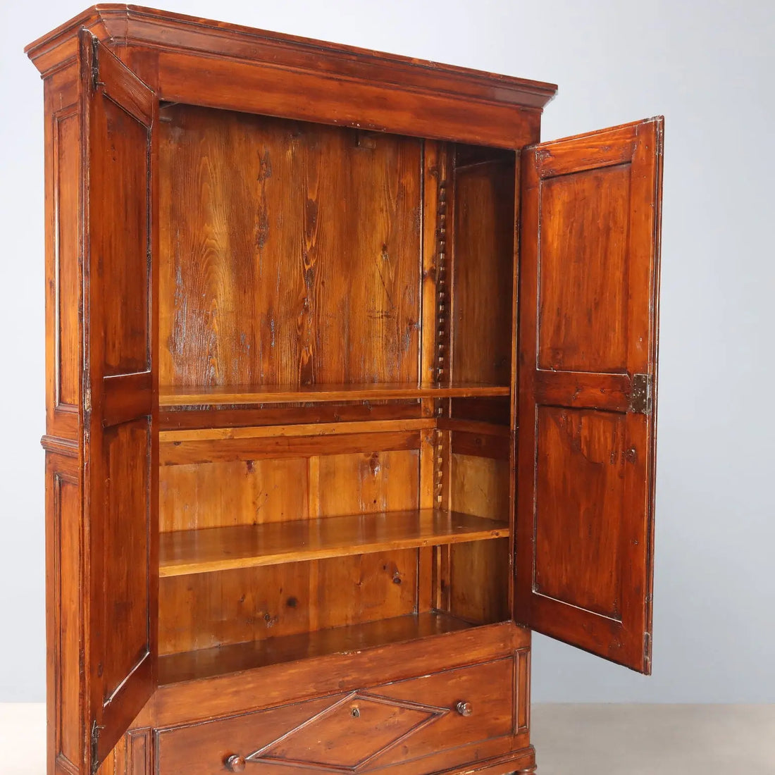 Antique Wardrobe Walnut Painted Poplar Italy XIX Century