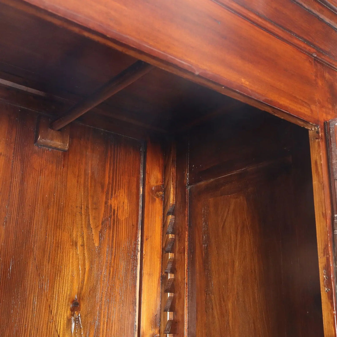 Antique Wardrobe Walnut Painted Poplar Italy XIX Century