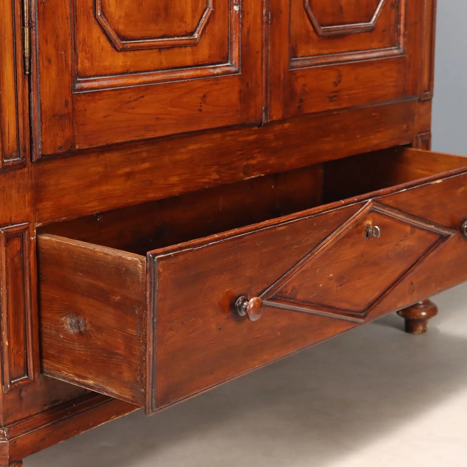 Antique Wardrobe Walnut Painted Poplar Italy XIX Century