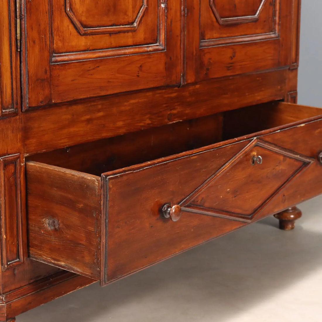Antique Wardrobe Walnut Painted Poplar Italy XIX Century