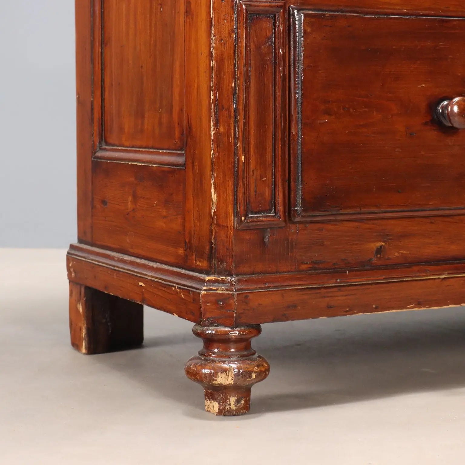 Antique Wardrobe Walnut Painted Poplar Italy XIX Century