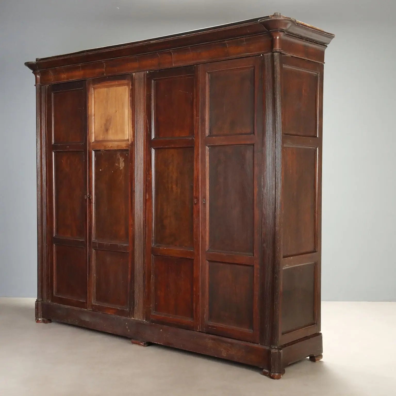 Antique Wardrobe Louis Philippe Walnut Fir XIX Century