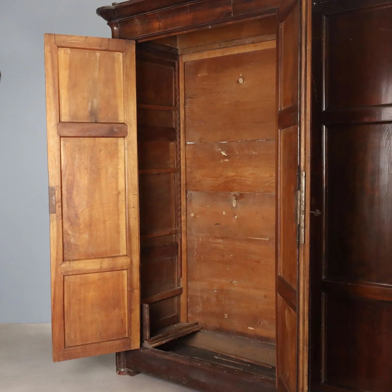 Antique Wardrobe Louis Philippe Walnut Fir XIX Century