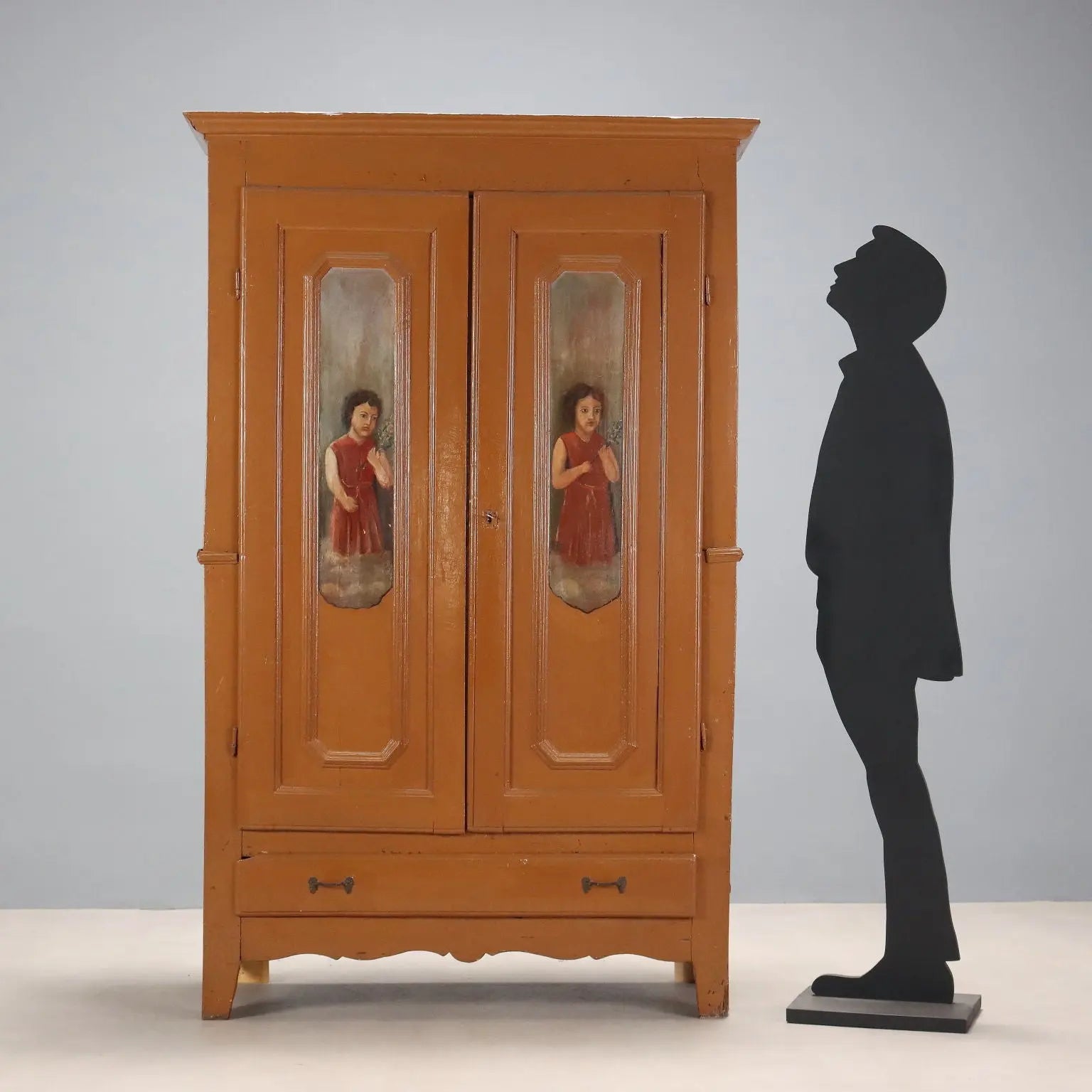 Piedmontese Painted Poplar Wardrobe - 19th Century