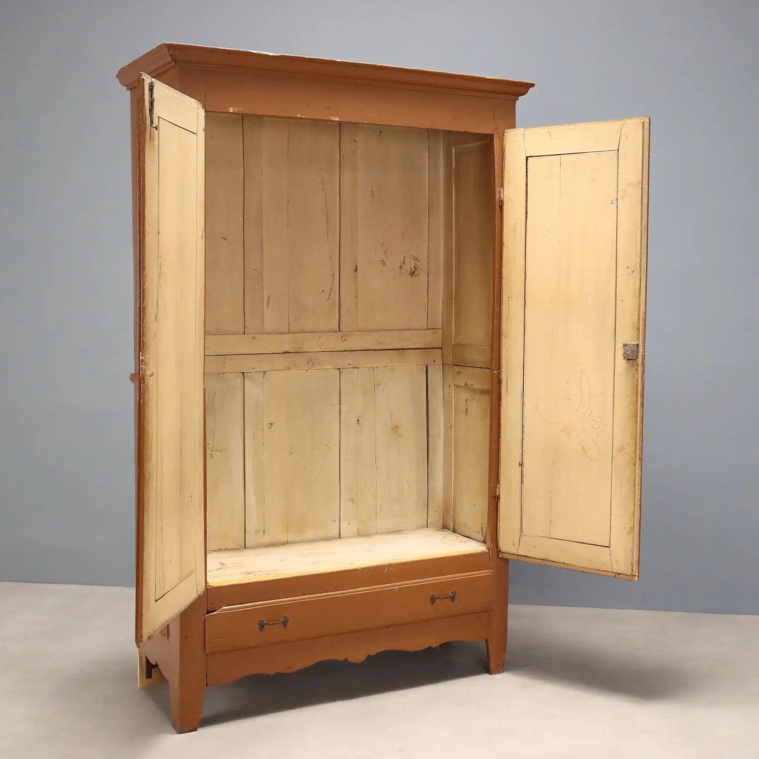 Piedmontese Painted Poplar Wardrobe - 19th Century