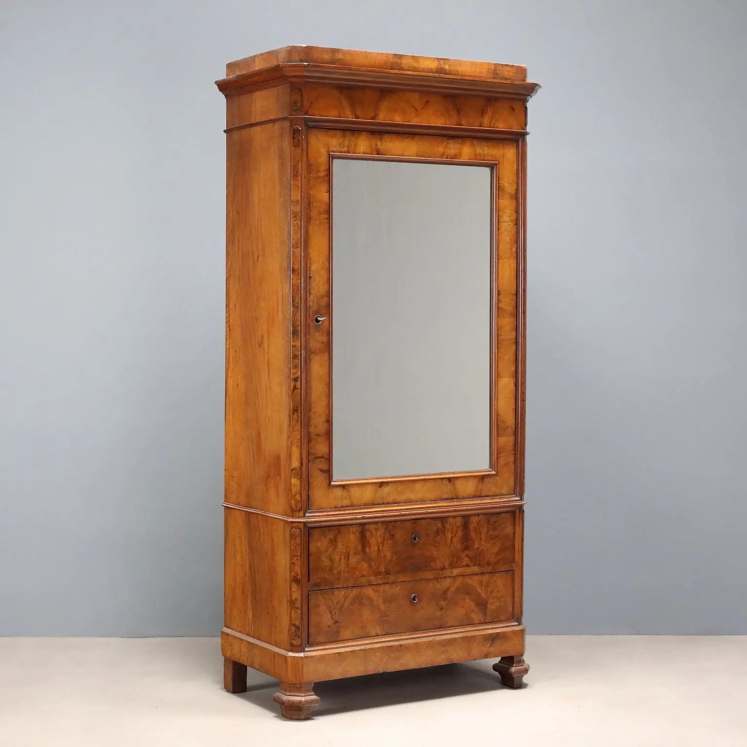 Antique Umbertino Wardrobe Walnut Drawers XIX Century