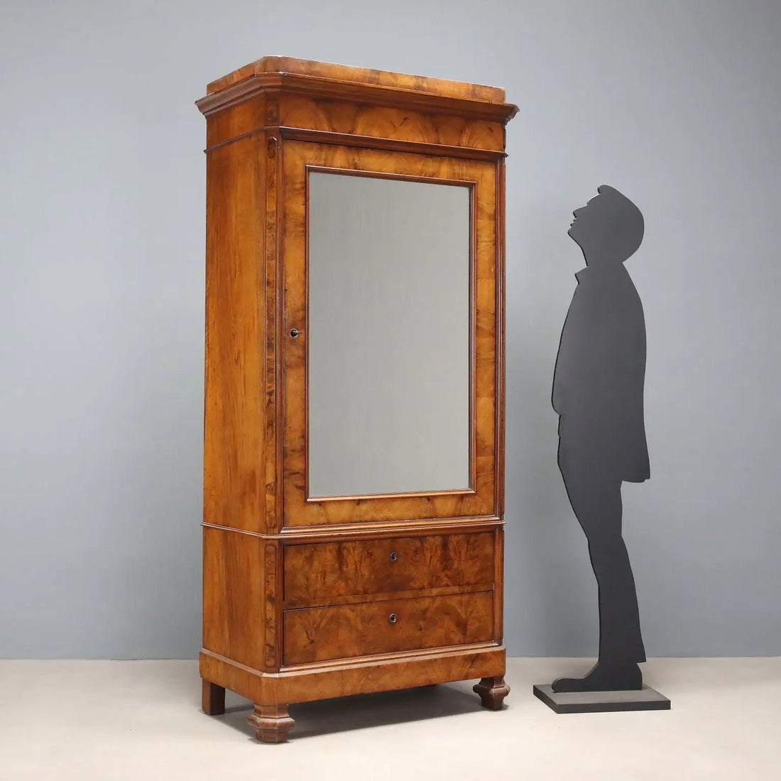 Antique Umbertino Wardrobe Walnut Drawers XIX Century