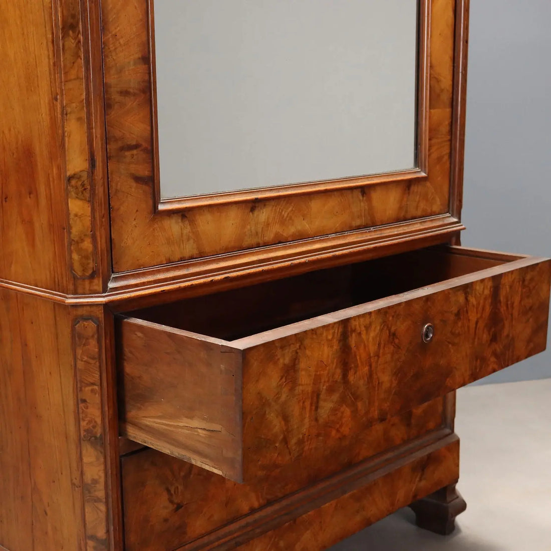 Antique Umbertino Wardrobe Walnut Drawers XIX Century