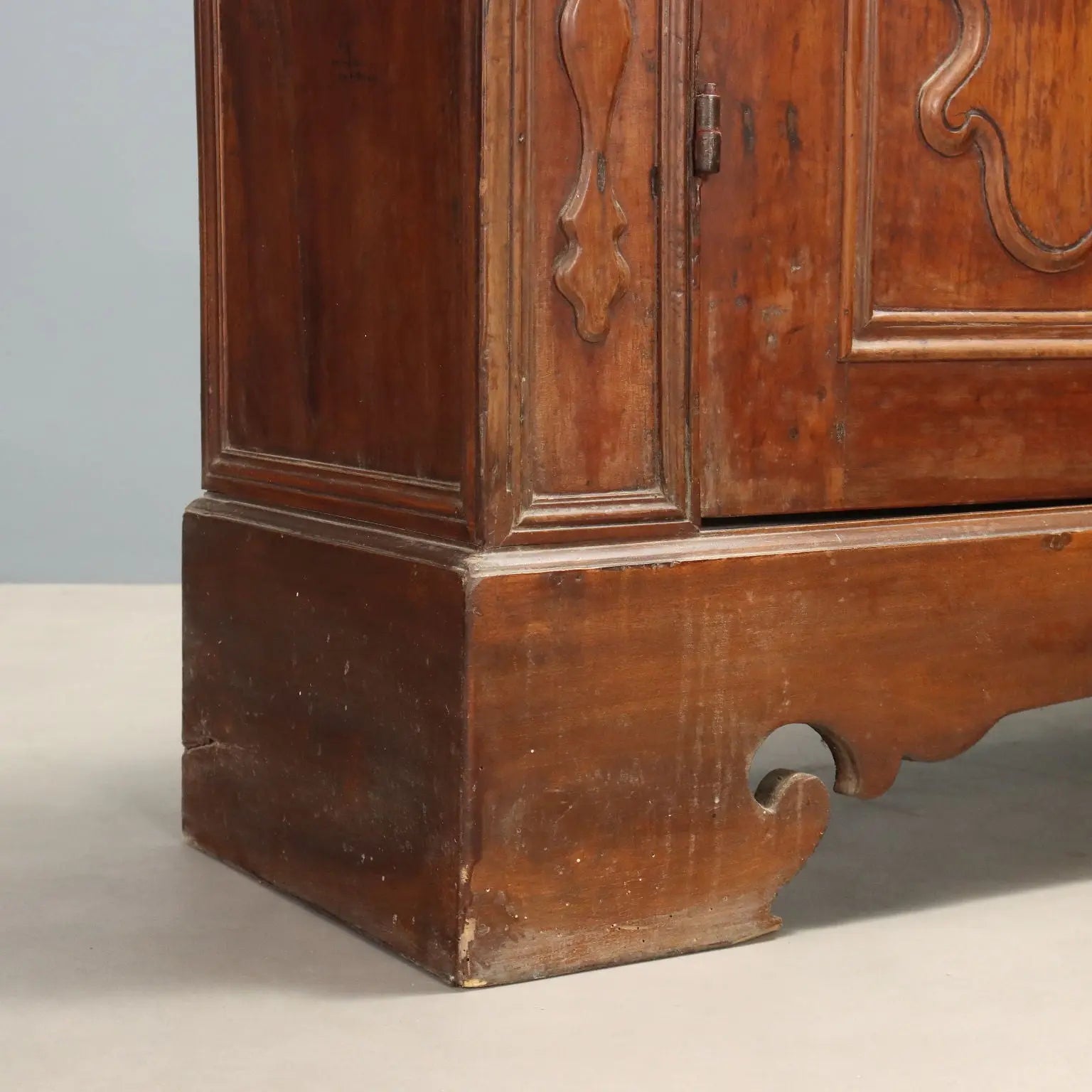 Antique Wardrobe Baroque Cherrywood Tiles Piacenza XVIII Century