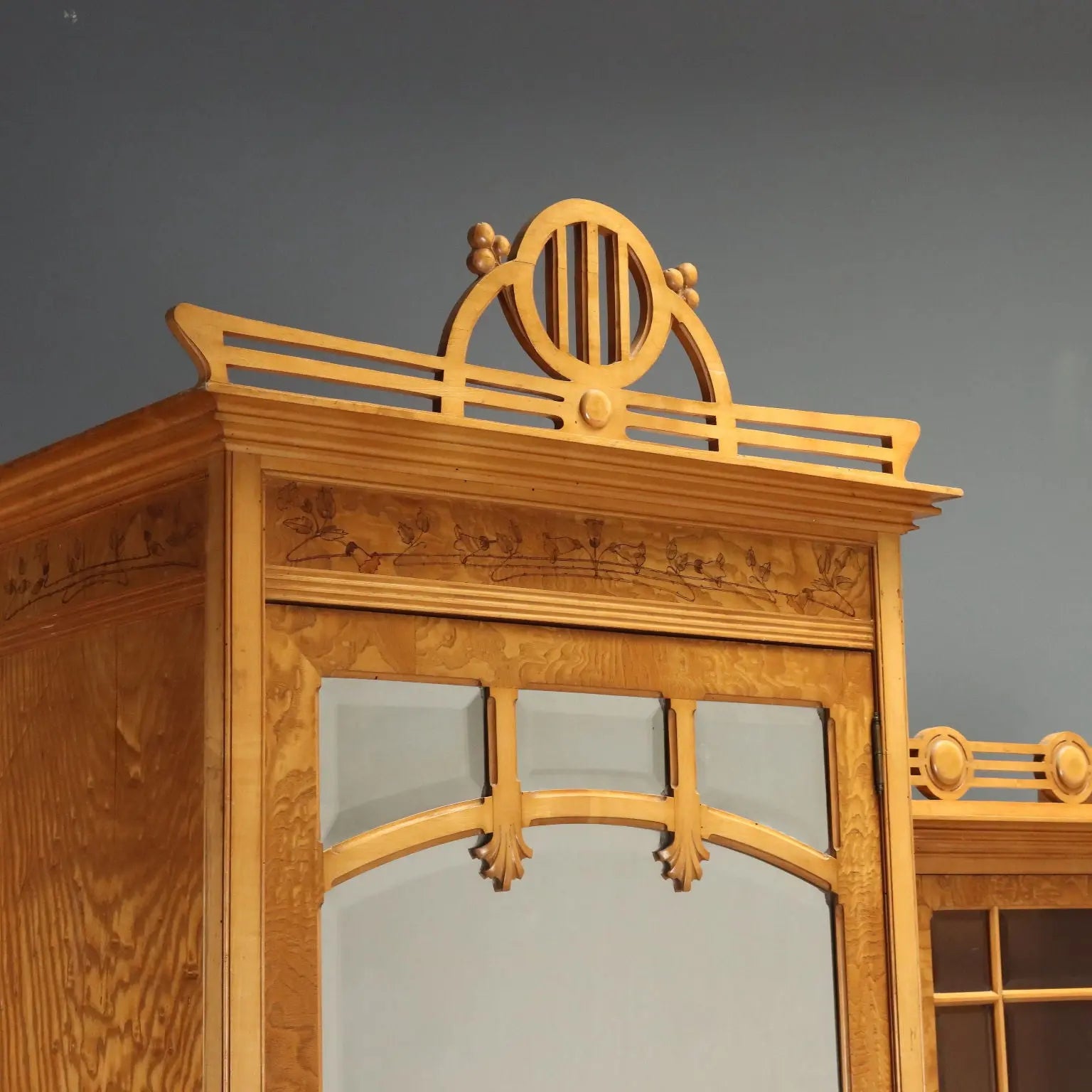 Antique Wardrobe Art Nouveau Ash Maple Italy XX Century