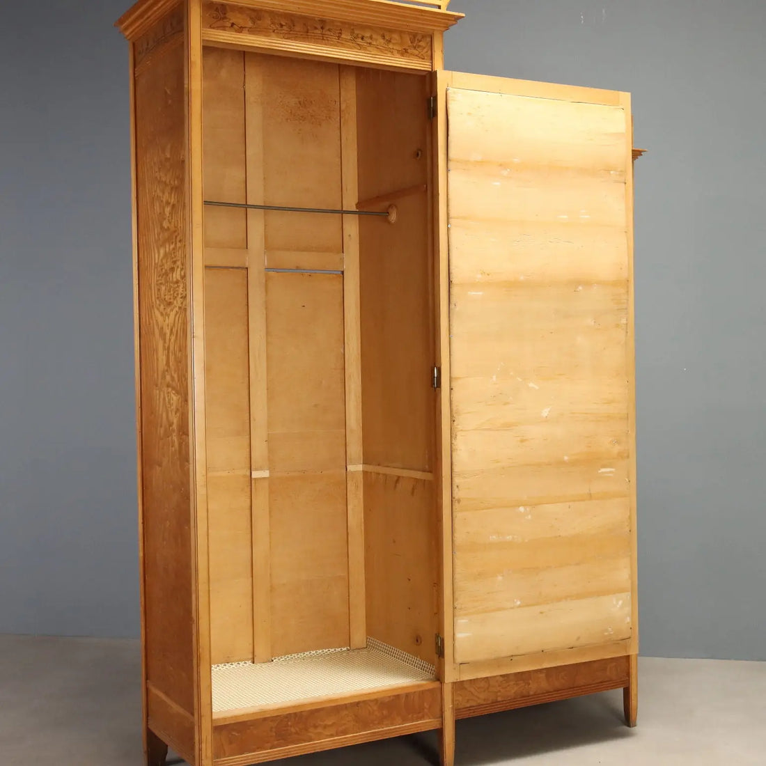 Antique Wardrobe Art Nouveau Ash Maple Italy XX Century