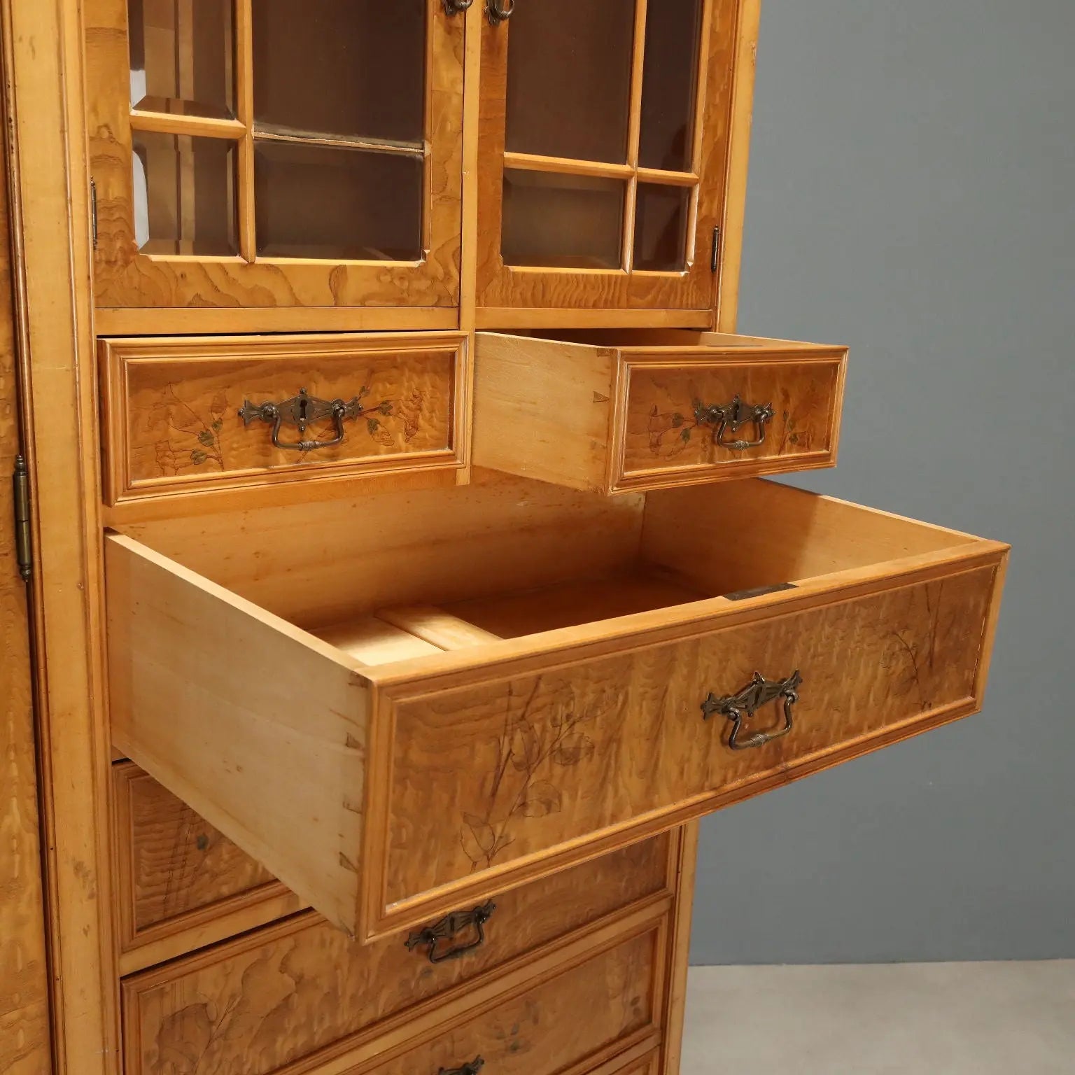 Antique Wardrobe Art Nouveau Ash Maple Italy XX Century