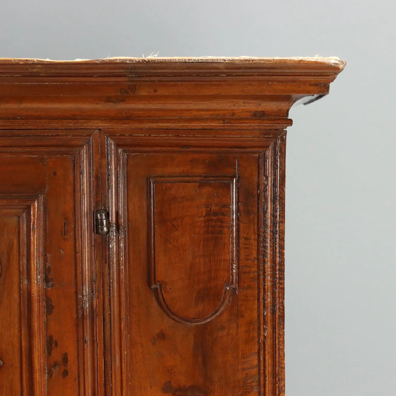 Antique Baroque Cabinet Walnut Fabric Piedmont Italy XVIII Century