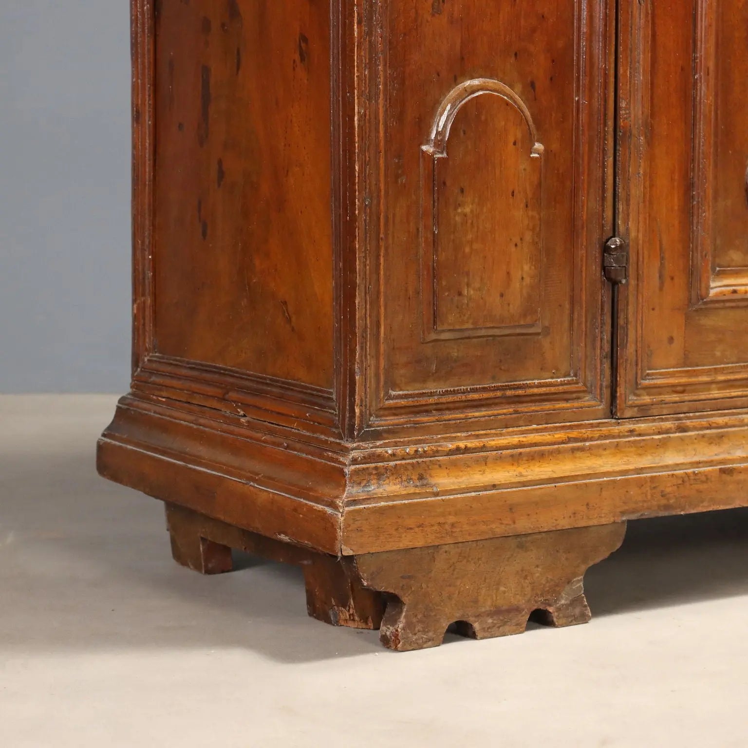 Antique Baroque Cabinet Walnut Fabric Piedmont Italy XVIII Century