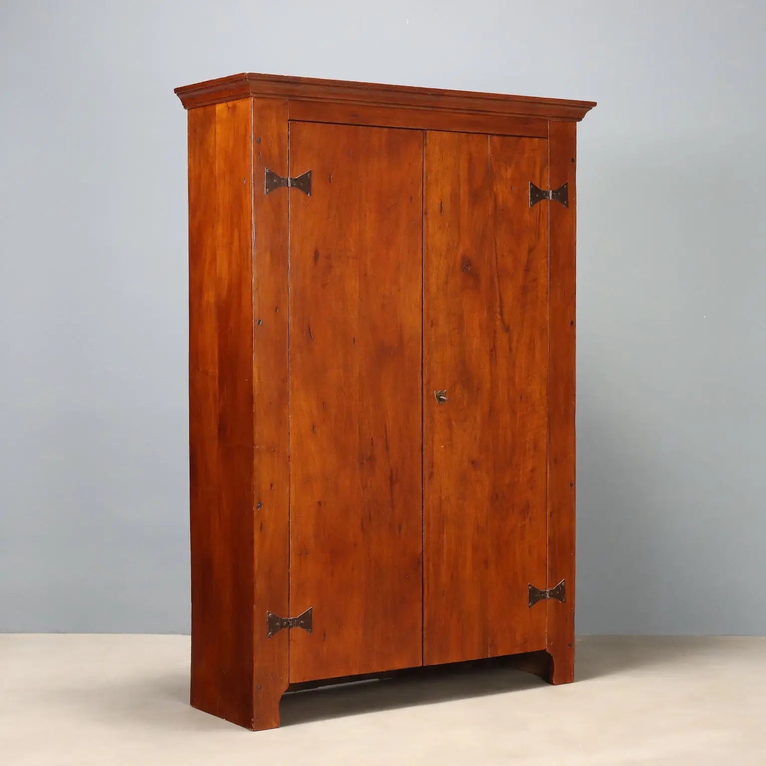 Vintage Walnut Wardrobe with Two Doors and Shelves