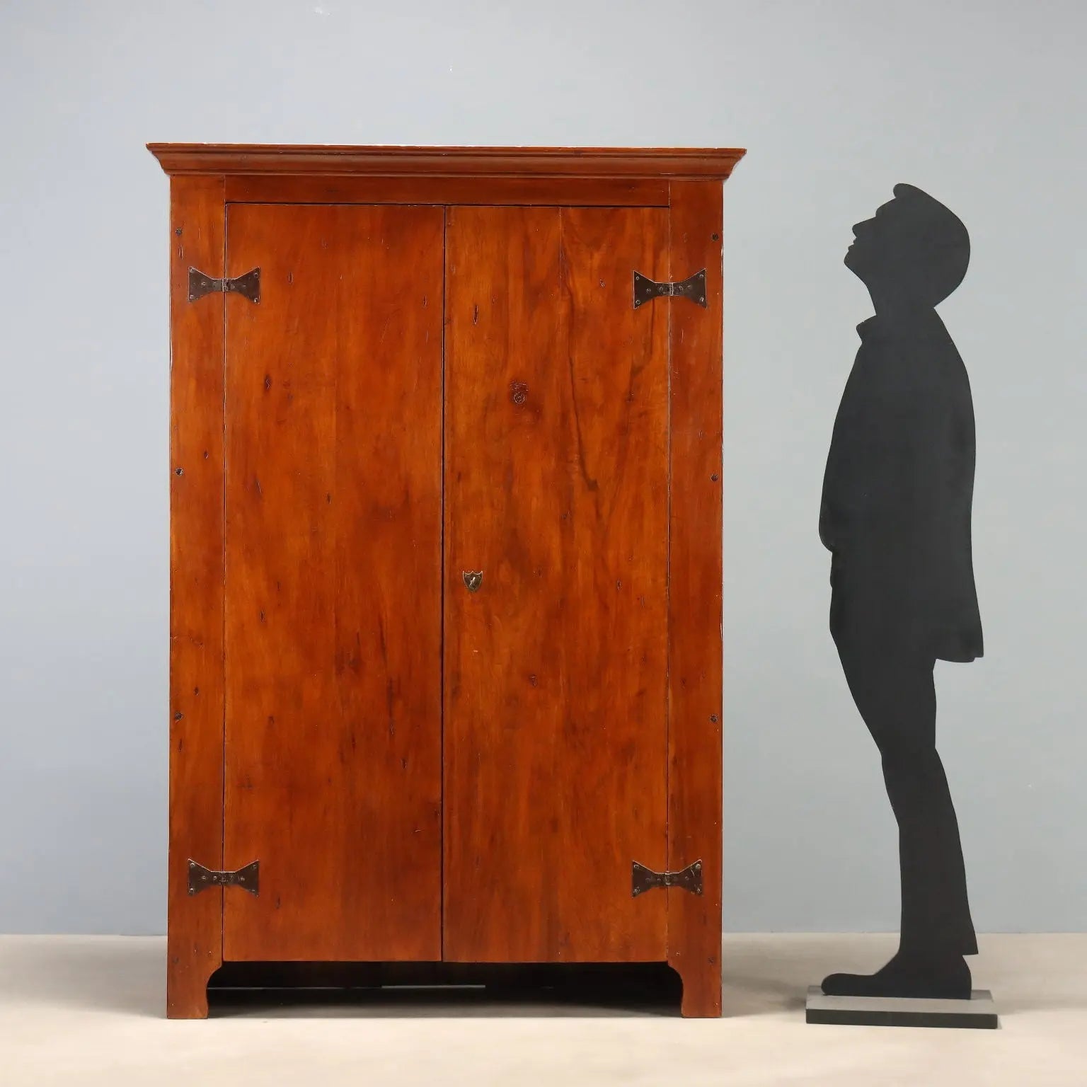 Vintage Walnut Wardrobe with Two Doors and Shelves