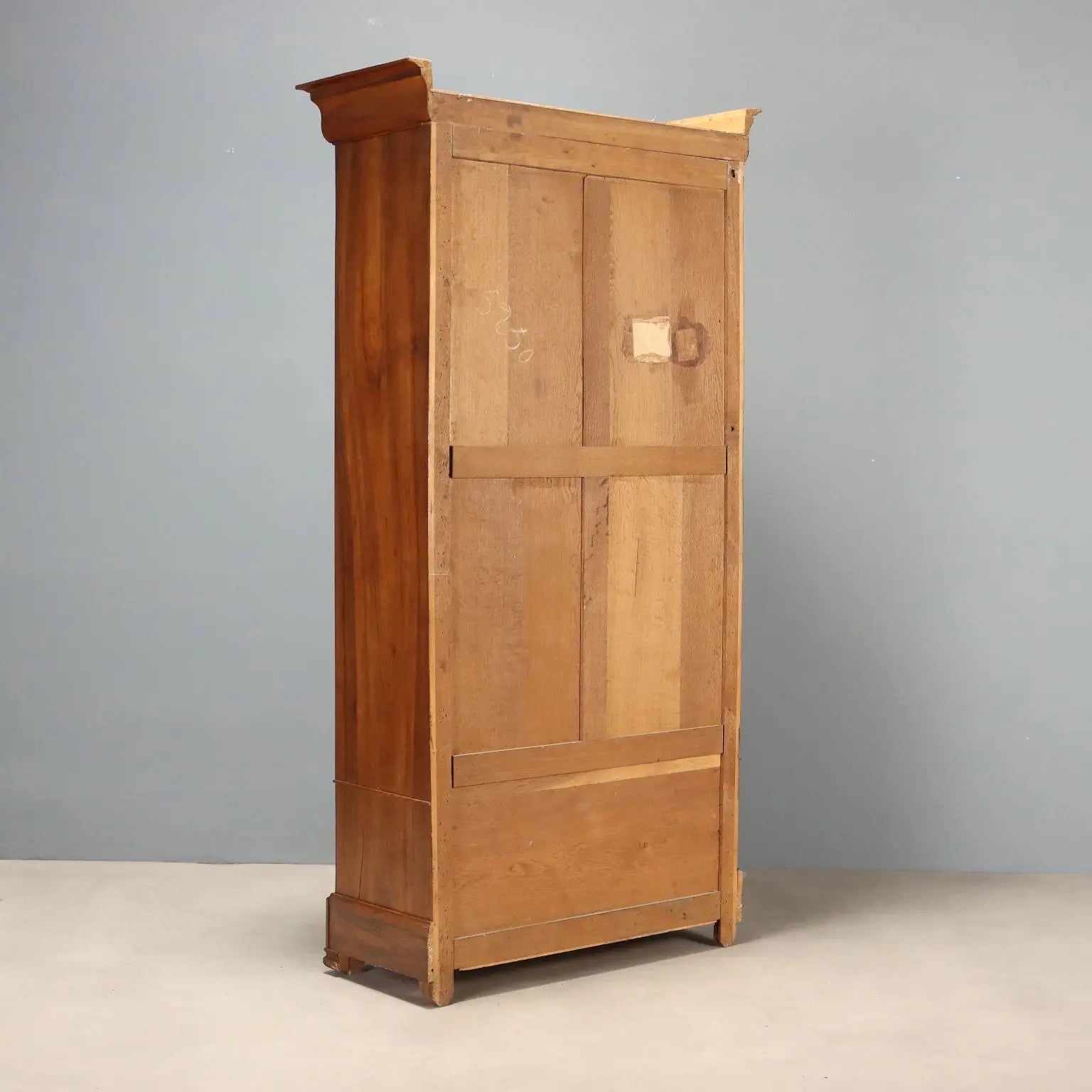Antique Wardrobe Louis Philippe Walnut Glass France XIX Century