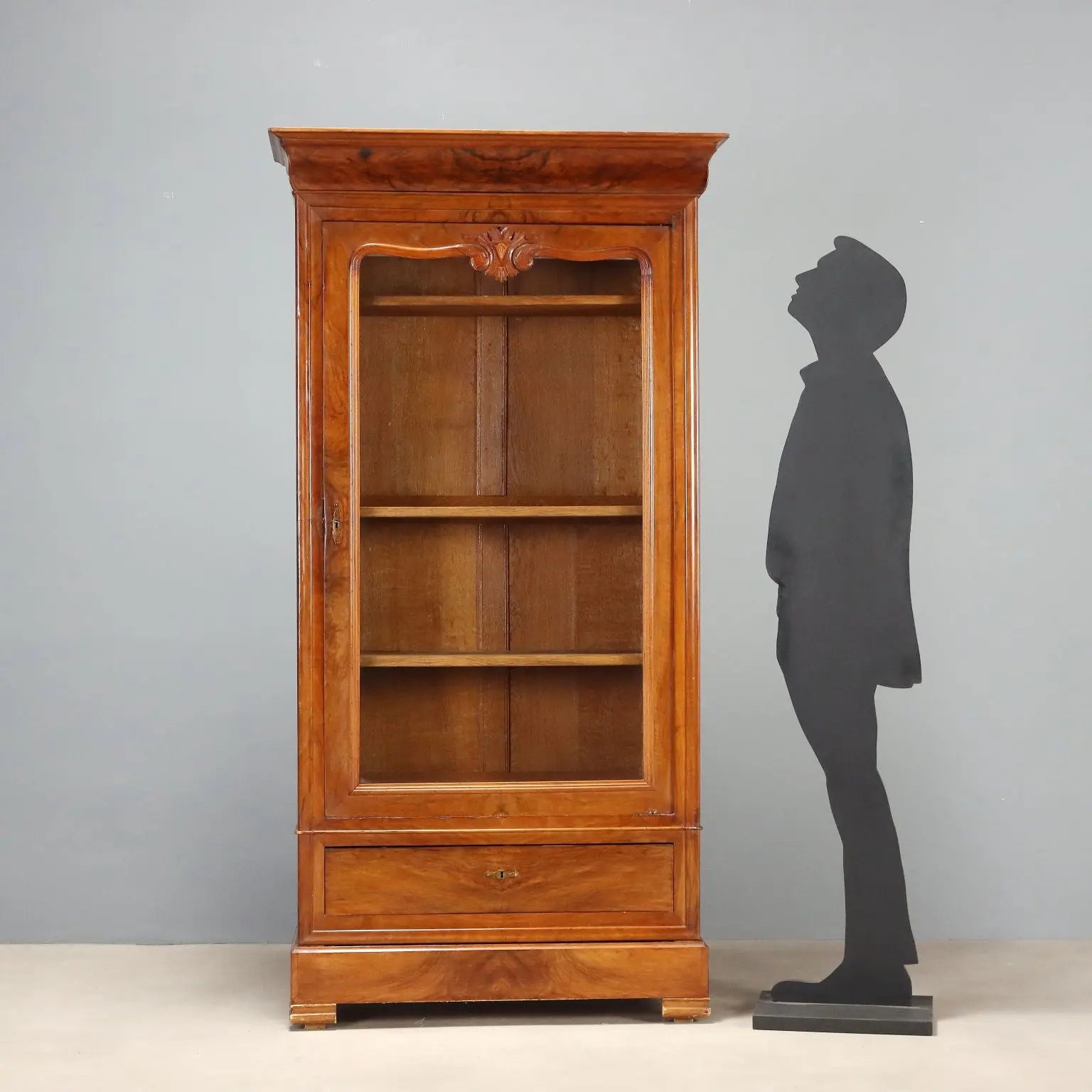 Antique Wardrobe Louis Philippe Walnut Glass France XIX Century
