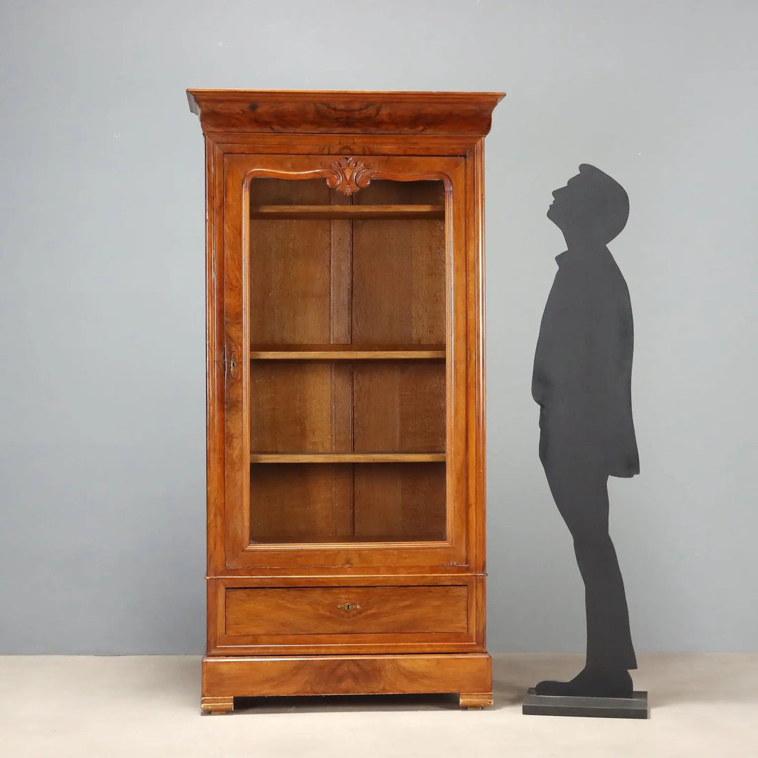 Antique Wardrobe Louis Philippe Walnut Glass France XIX Century