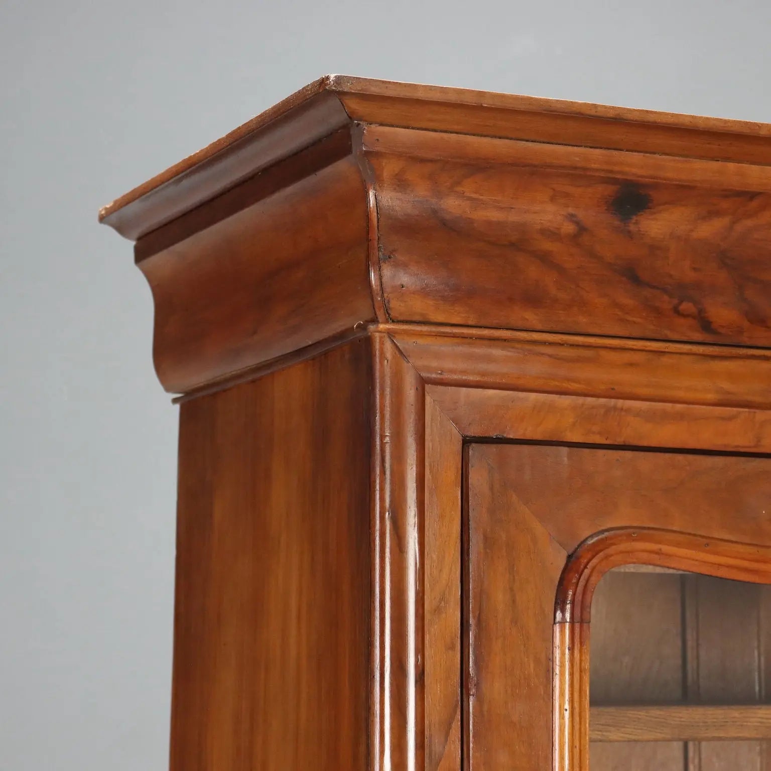 Antique Wardrobe Louis Philippe Walnut Glass France XIX Century