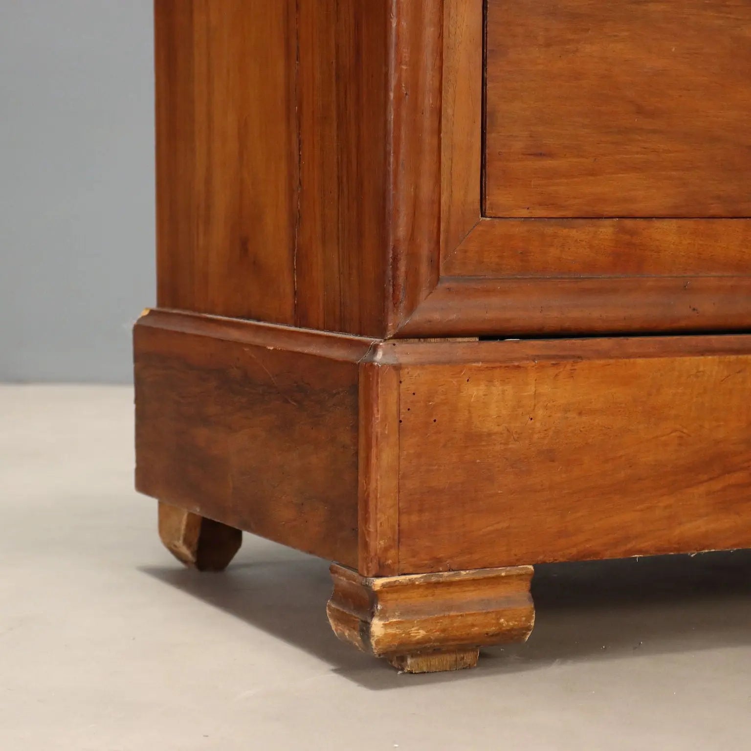 Antique Wardrobe Louis Philippe Walnut Glass France XIX Century