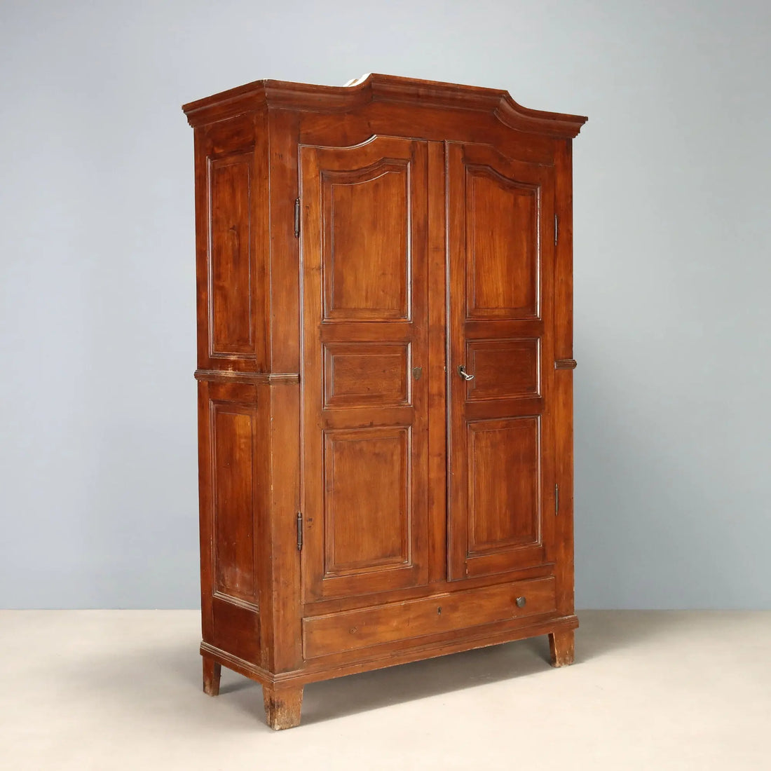 Antique Wardrobe Cherrywood Drawers Italy XIX Century