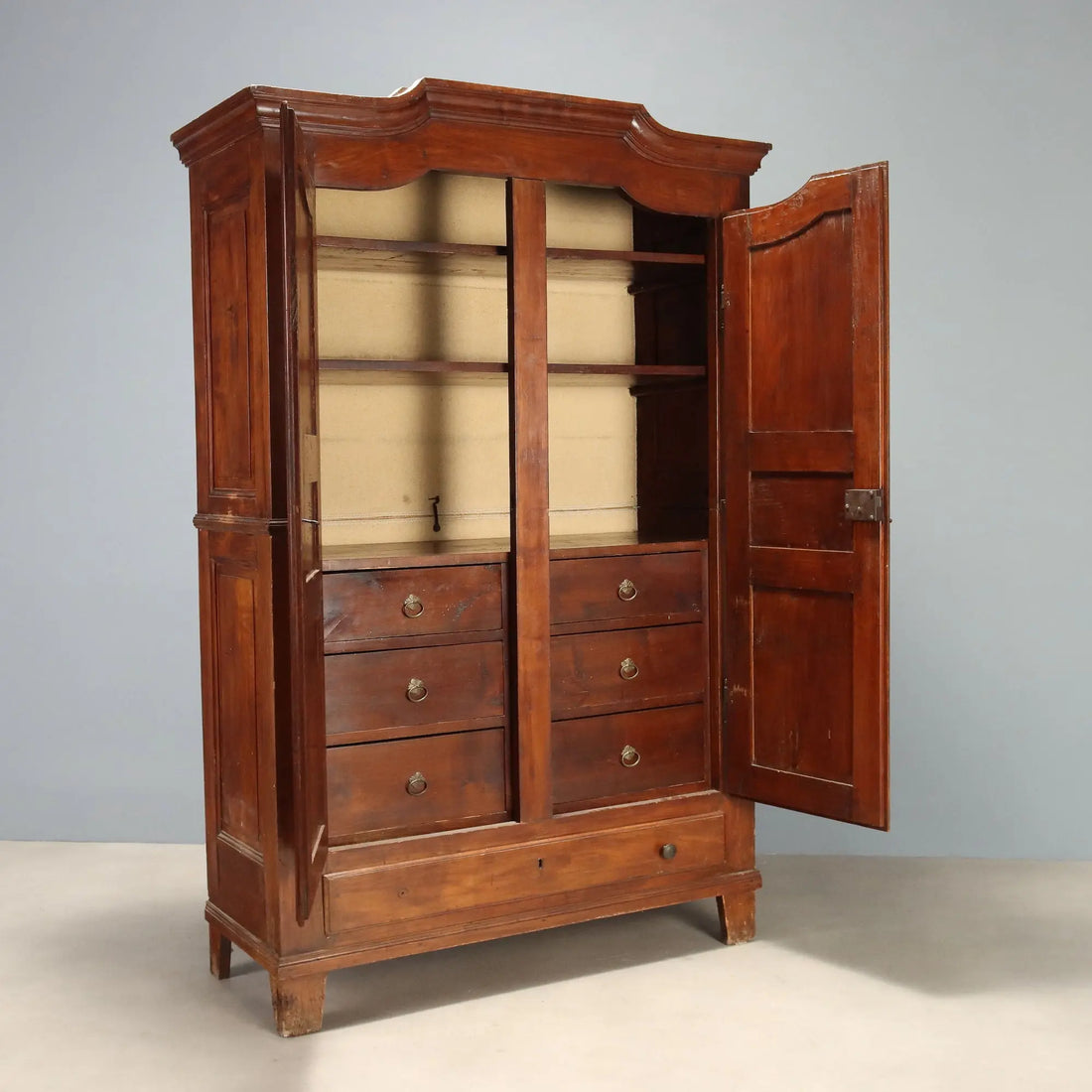 Antique Wardrobe Cherrywood Drawers Italy XIX Century