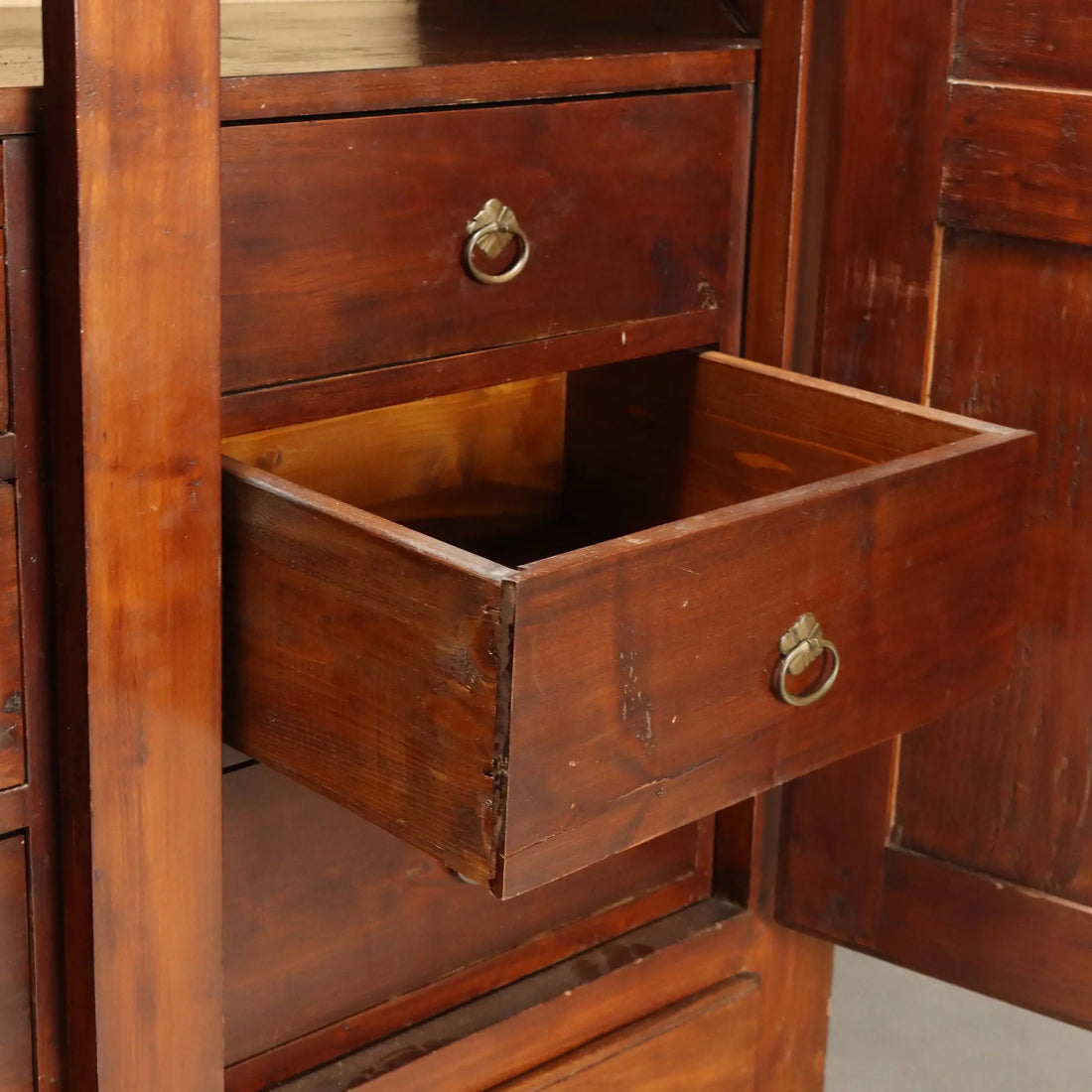 Antique Wardrobe Cherrywood Drawers Italy XIX Century