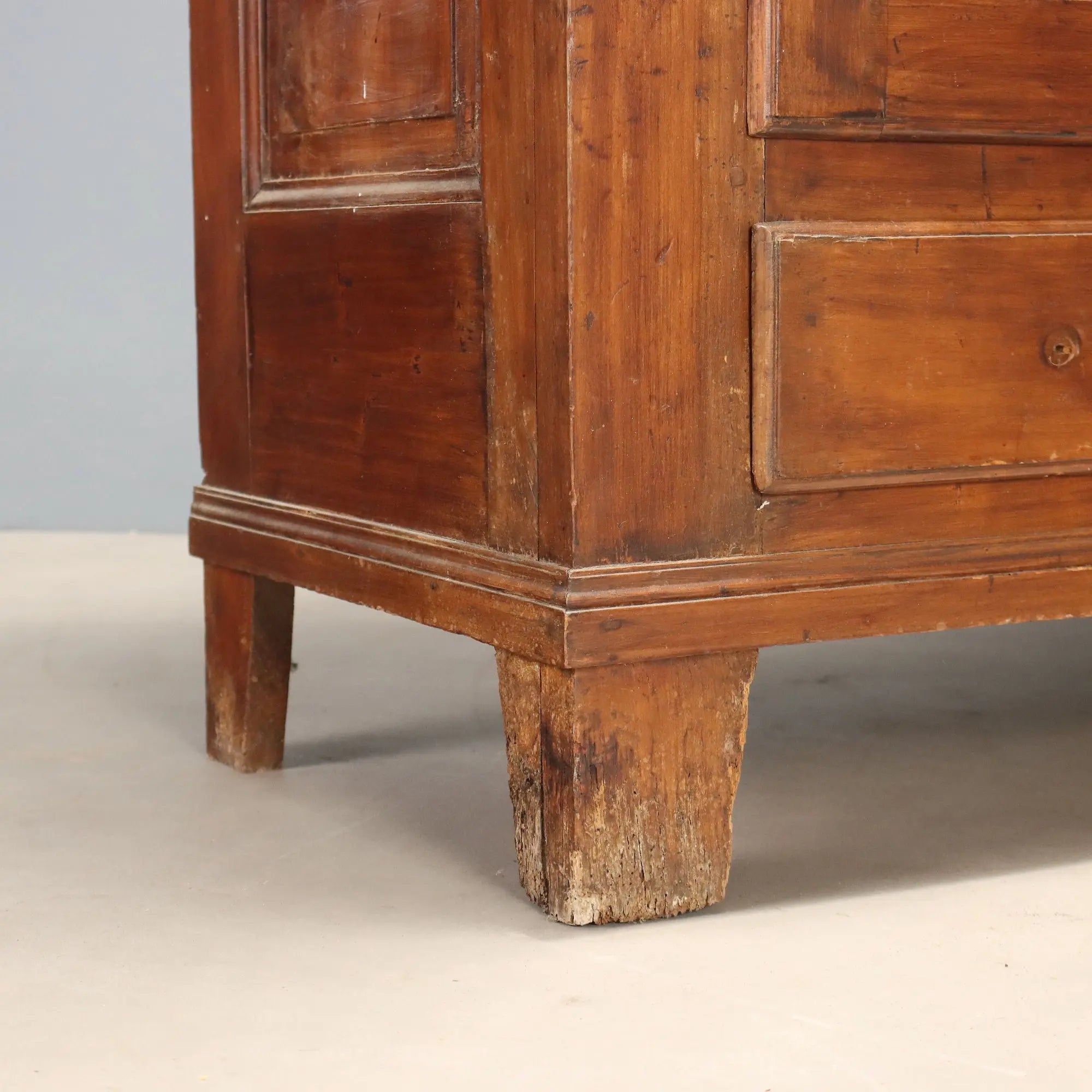 Antique Wardrobe Cherrywood Drawers Italy XIX Century