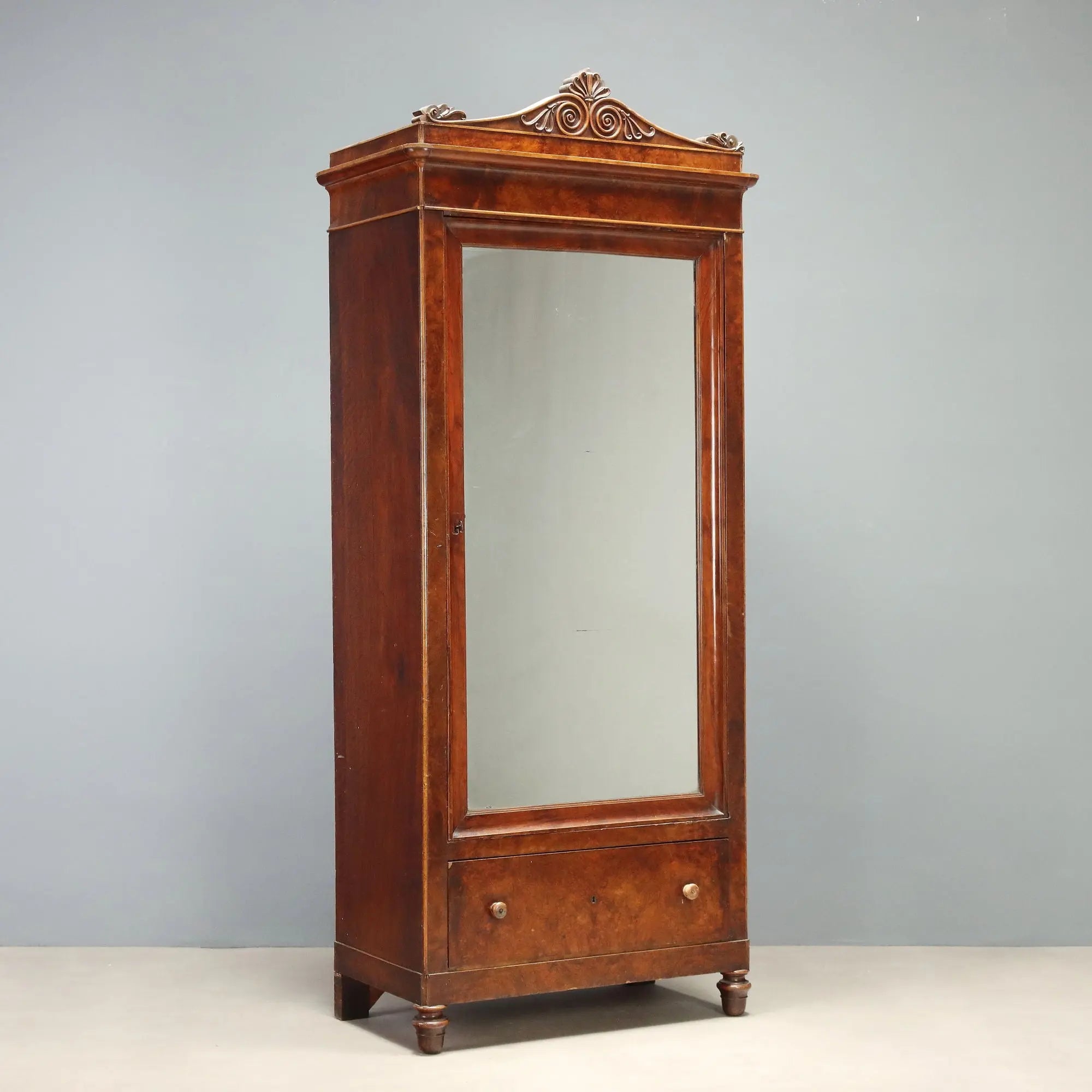 Antique Wardrobe Louis Philippe Walnut Italy XIX Century