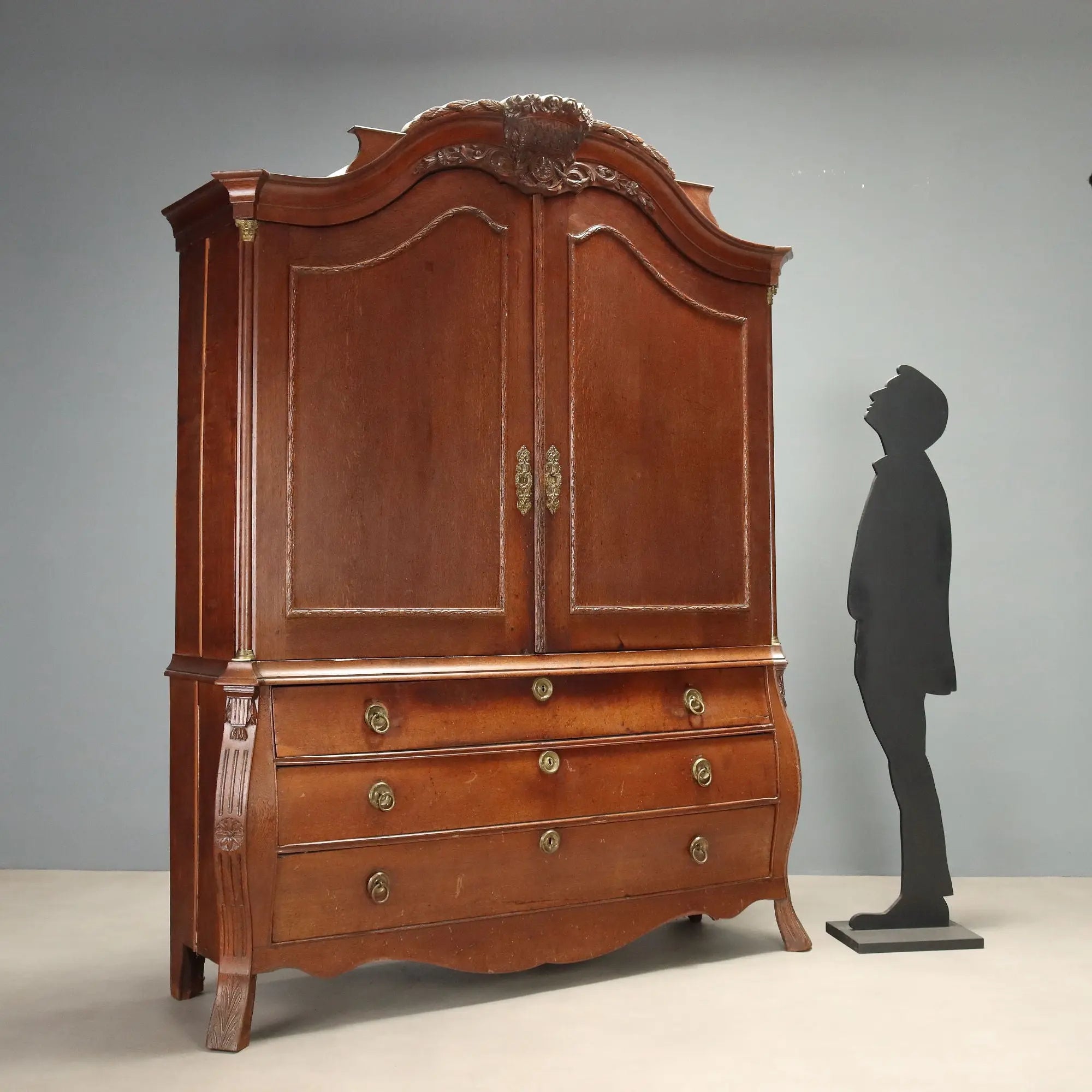 Antique Wardrobe Oak Gilded Bronze Netherlands XIX Century
