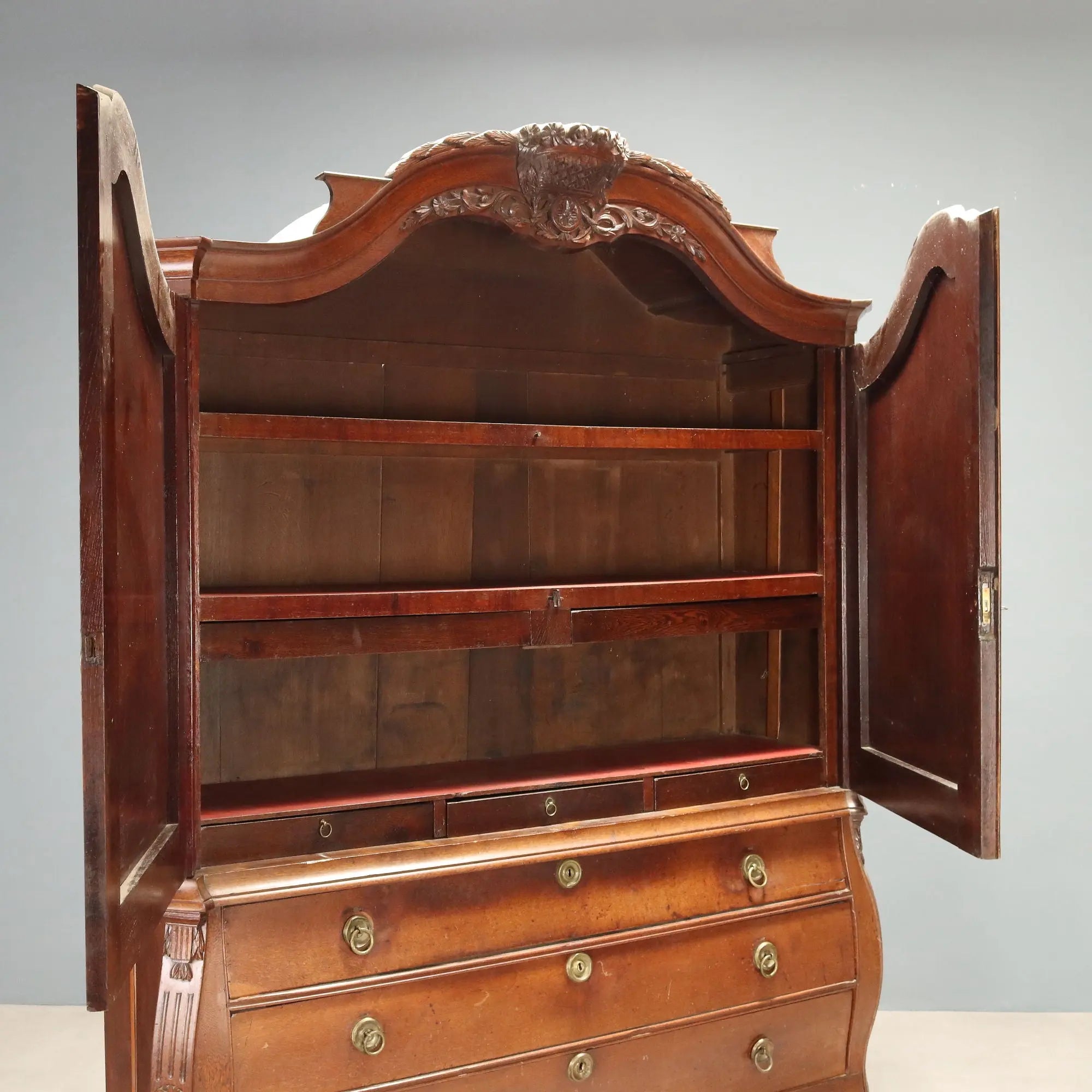 Antique Wardrobe Oak Gilded Bronze Netherlands XIX Century