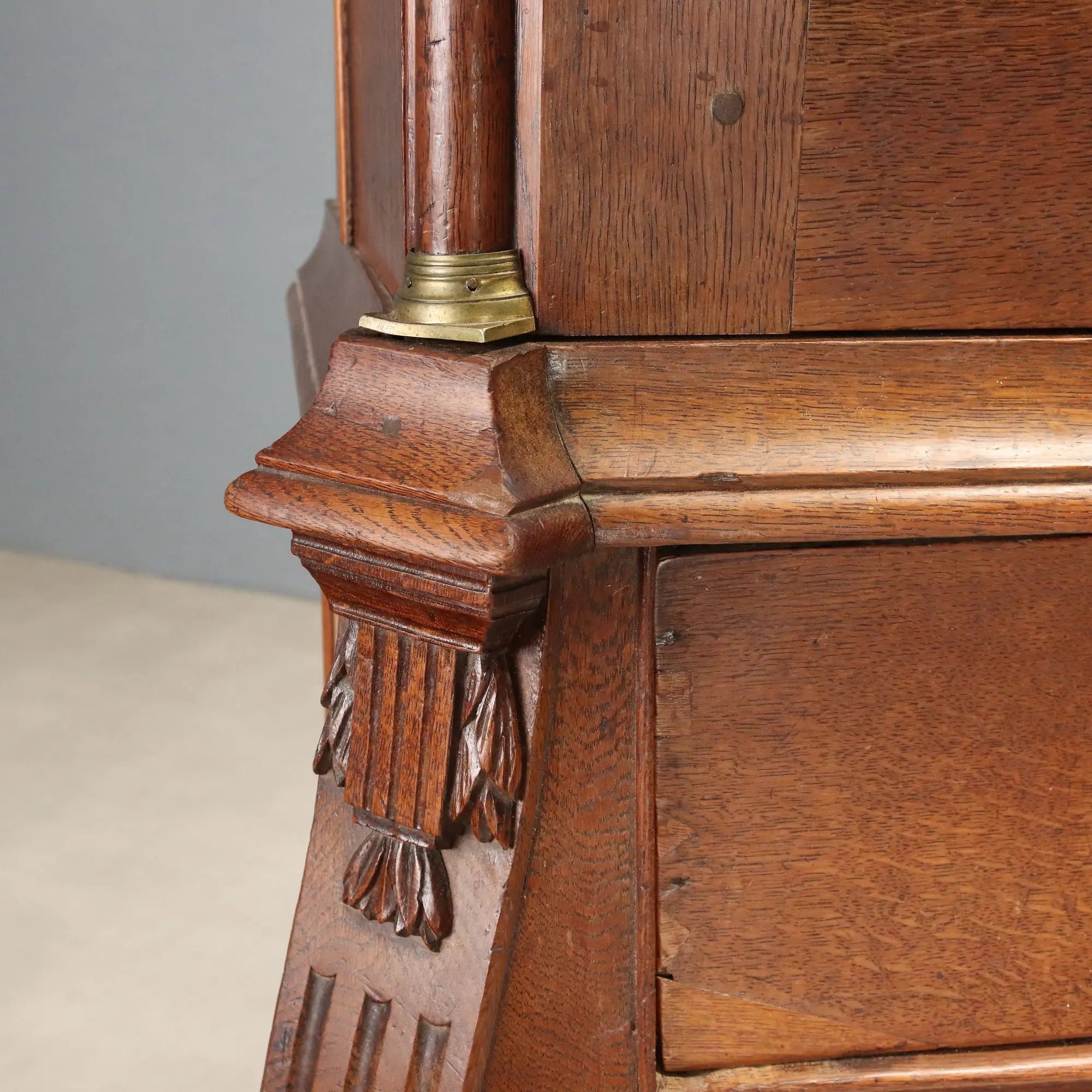 Antique Wardrobe Oak Gilded Bronze Netherlands XIX Century