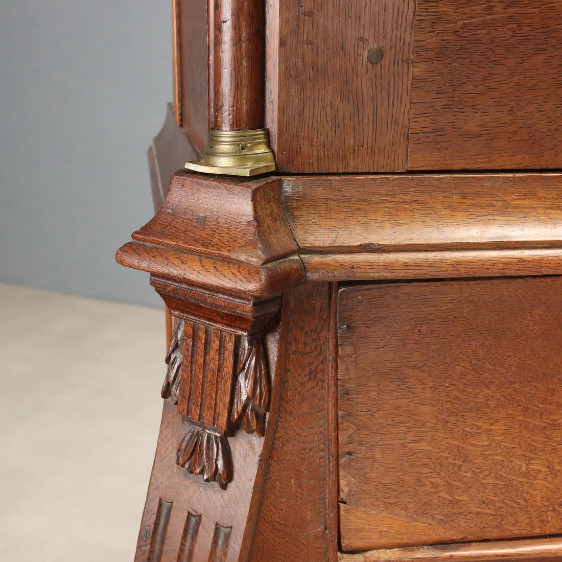 Antique Wardrobe Oak Gilded Bronze Netherlands XIX Century