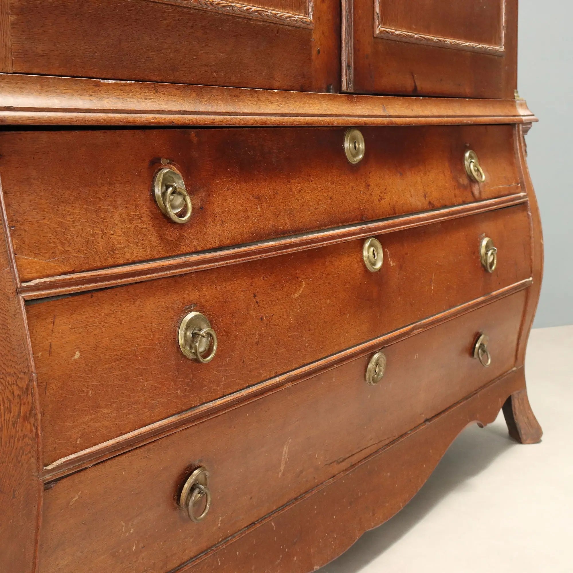 Antique Wardrobe Oak Gilded Bronze Netherlands XIX Century