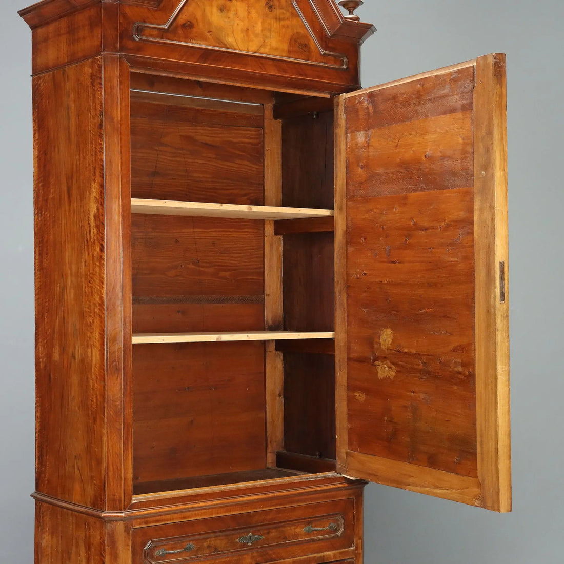 Antique Wardrobe Umbertino Walnut Drawers Italy XIX Century