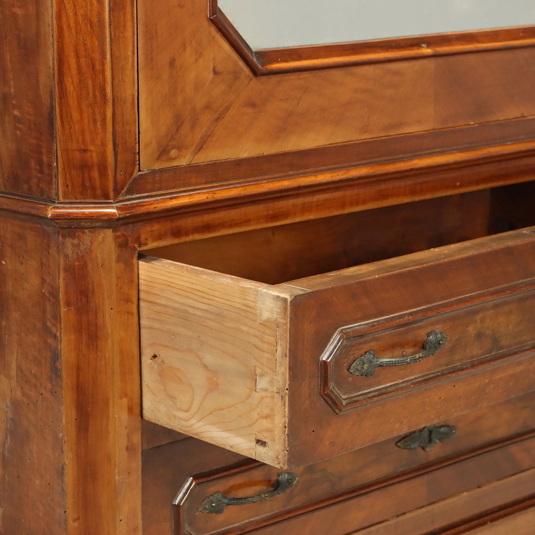 Antique Wardrobe Umbertino Walnut Drawers Italy XIX Century