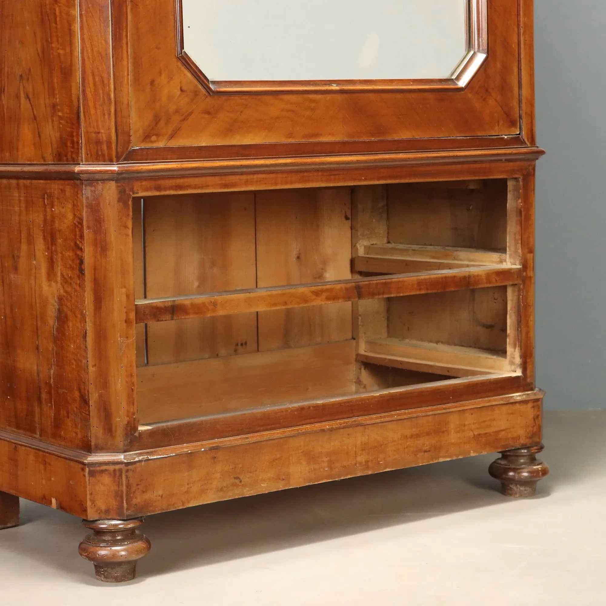 Antique Wardrobe Umbertino Walnut Drawers Italy XIX Century